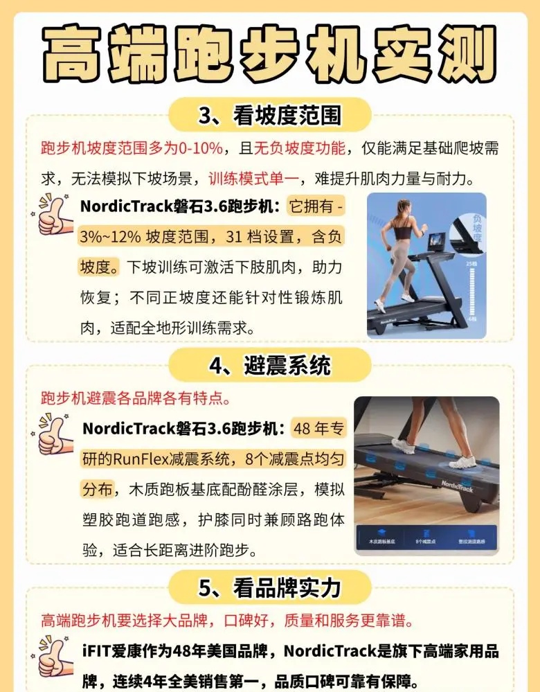 跑步机什么牌子好?_NordicTrack磐石3.6避震系统_高端跑步机护膝选购